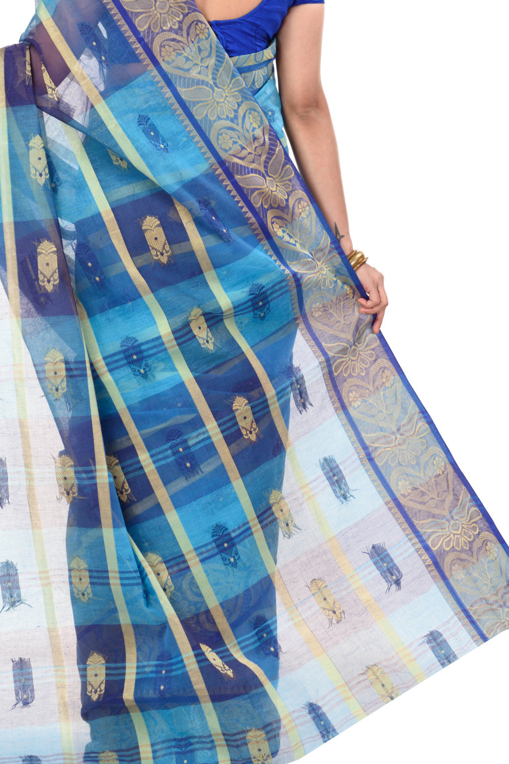 Blue Pure Cotton Krishnakali_Ankit Tant Saree (773)